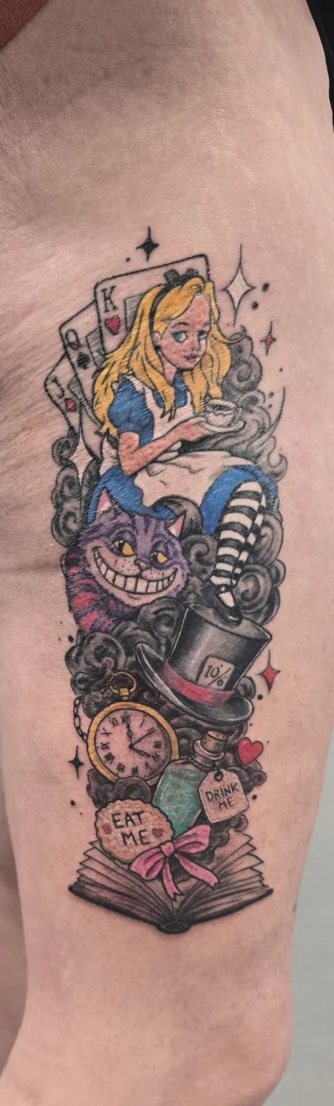 Color storybook character tattoo by Joshua Key